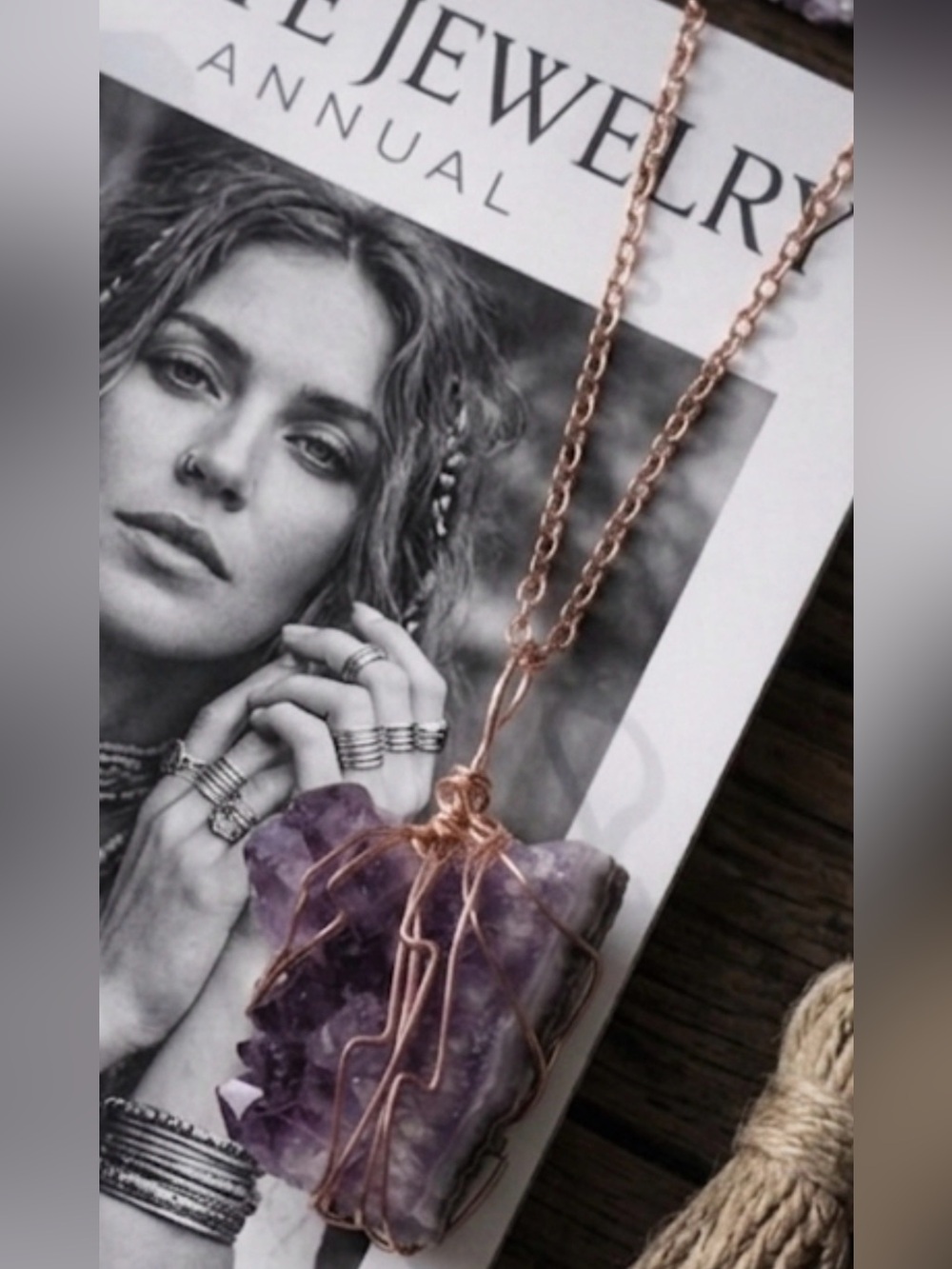 Large Chunky Amethyst   Wrapped  in Copper